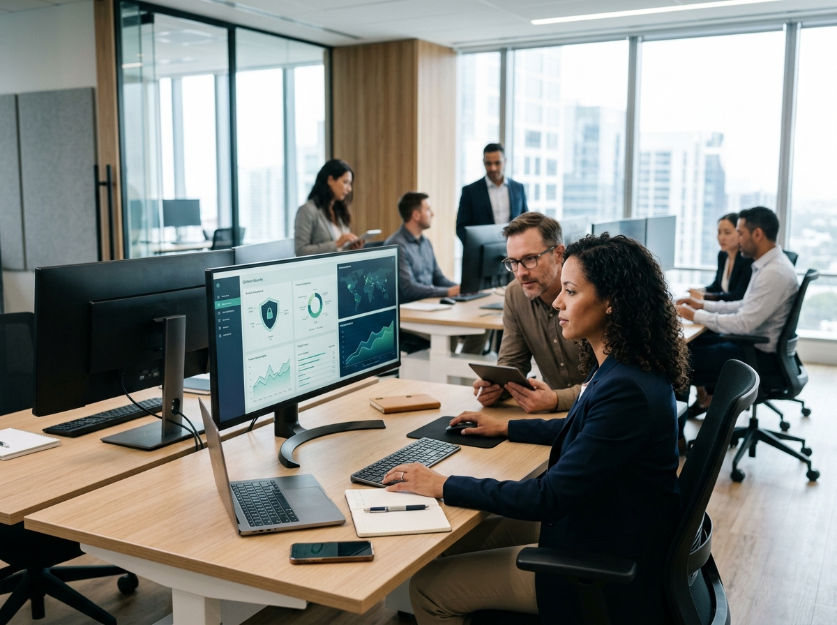 INNOVATE security team reviewing an AI-driven security dashboard